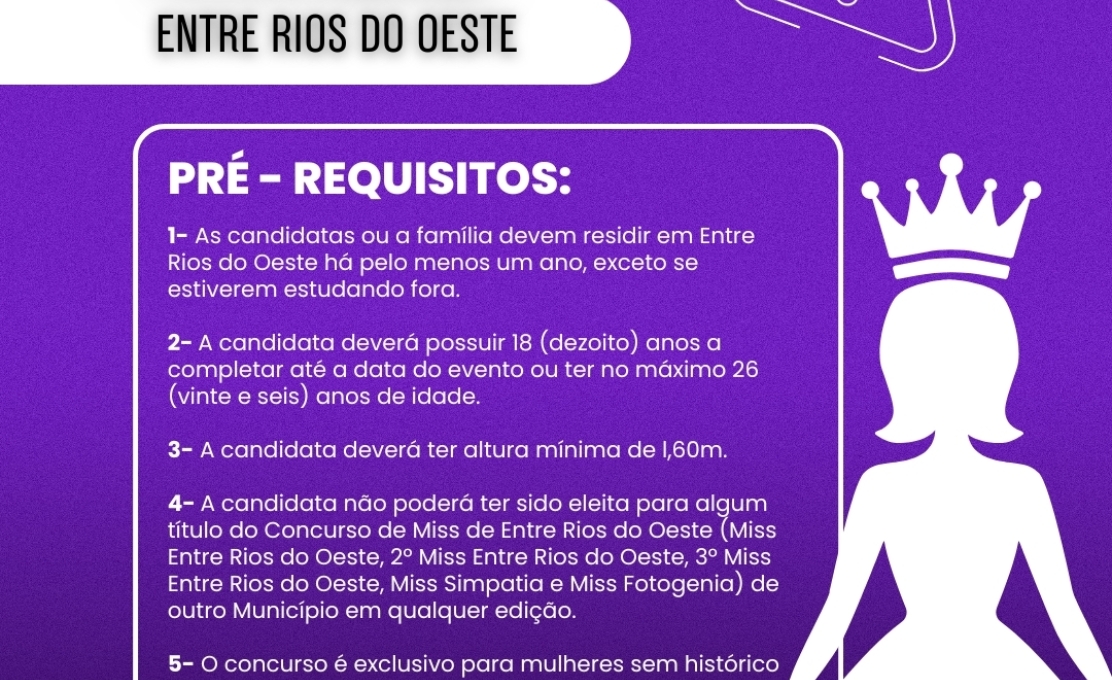 Vem aí o MISS ENTRE RIOS DO OESTE 2025! 