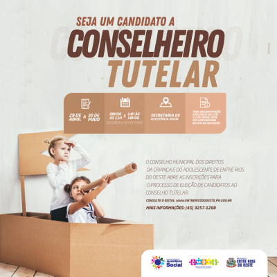 Inscrições para Eleições do Conselho Tutelar de Entre Rios do Oeste iniciam na próxima semana
