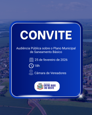 CONVITE PARA AUDIÊNCIA PÚBLICA SOBRE O PLANO MUNICIPAL DE SANEAMENTO BÁSICO